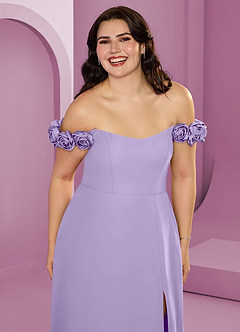 Barbie ♥ Azazie Bridesmaid Dresses Lilac A-Line Off the Shoulder Chiffon Convertible Dress image16