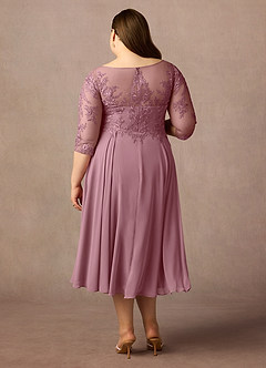 Azazie Marge Kleider für die Brautmutter A-Linie Schaufel Spitze Chiffon Kleid Vintage Mauve image7