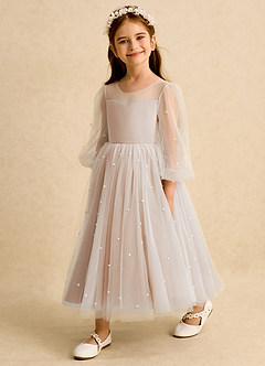 Azazie Trudy Blumenmädchenkleider Ballkleid Herzausschnitt Tüll Kleid Englisches Rosa image4