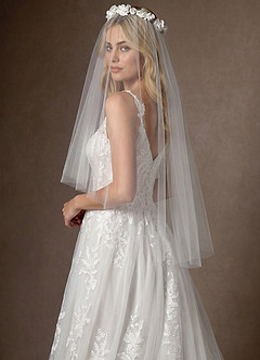 front Garden Flower Crown Waist Length Veil