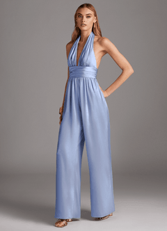 Azazie Oli Bridesmaid Dresses Ice Pleated Stretch Satin Jumpsuit image4