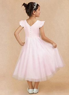 Azazie Hemi Flower Girl Dresses Blushing Pink A-Line Bow Tulle Dress image9
