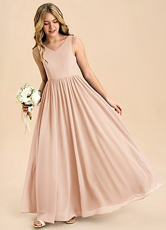 Azazie Hathaway Junior English Rose A-Line Bow Chiffon Dress image4