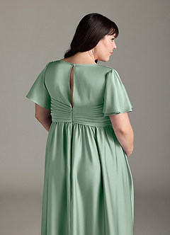 Azazie Verna Maternity Bridesmaid Dresses A-Line Ruched Stretch Satin Floor-Length Dress image10