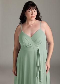 Azazie Akita Bridesmaid Dresses Agave A-Line Chiffon Dress image9