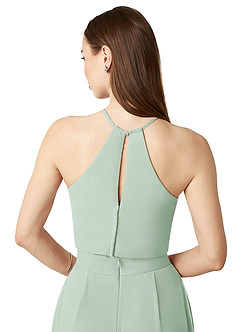 Azazie Kenzi Robes de demoiselle d'honneur Combinaison en Mousseline de soie Plissée Agave image6