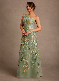 Azazie Bertie Mother of the Bride Dresses Pistachio A-Line Lace Dress image3