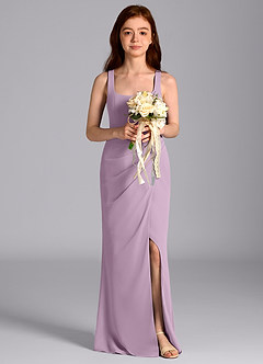 Azazie Mero Junior Meerjungfrau-Linie Plissee Chiffon Kleid Blauregen image3