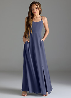 Azazie Moira Junior Stormy A-Line with Pockets Chiffon Dress image4