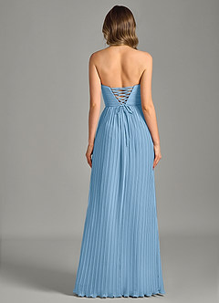 Azazie Becka Final Sale Steel Blue A-Line Strapless Chiffon Dress image2