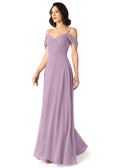 Azazie Tancie Brautjungfernkleider Wandelbar A-Linie Schulterfrei Chiffon Kleid Blauregen image3