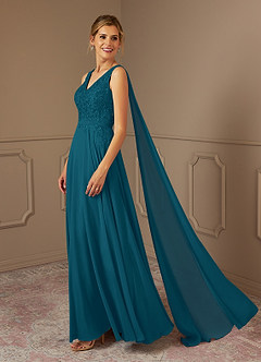 Azazie Joules Mother of the Bride Dresses Ink Blue A-Line Sequins Chiffon Dress image3