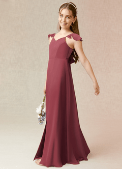 Azazie Everett Junior Vestido de Merlot de Gasa de Corte En A image3
