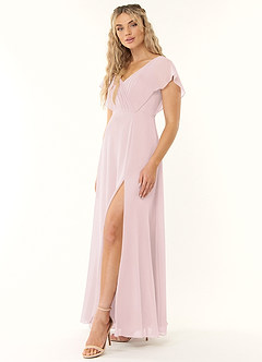 Azazie Rylee Bridesmaid Dresses A-Line Pleated Chiffon Floor-Length Dress image2