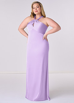 Barbie ♥ Azazie Bridesmaid Dresses Lilac Sheath Stretch Satin Dress image9