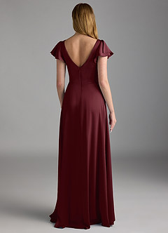 Azazie Omari Bridesmaid Dresses Cabernet A-Line Stretch Satin Dress image2