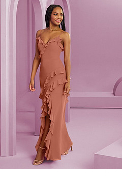 Barbie ♥ Azazie Jurken voor bruidsmeisjes Jurk van Chiffon met Kolom Meer Gesneden image1