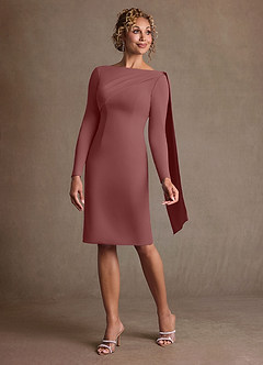 Azazie Merian Suknie dla Matki Panny Młodej Kolumna Pofałdowany Rozciągliwy Krep Długość do kolan Sukienka image3