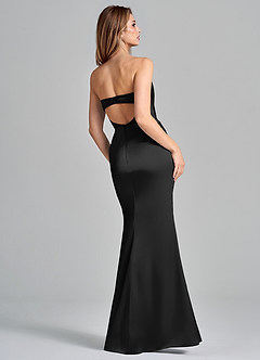 Azazie Olea 신부 들러리 드레스 인어 스트랩리스 스트레치 새틴 바닥 길이 드레스 image5