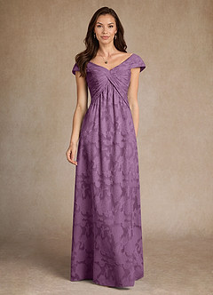 Azazie Myrtle Final Sale Wisteria A-Line Pleated Floral Burnout Dress image1