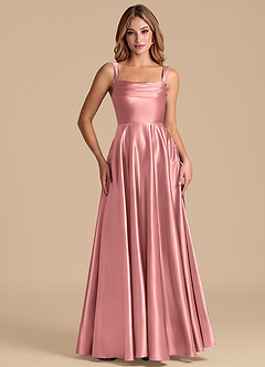 Azazie Shaude Robes de demoiselle d'honneur Robe Trapèze en Satiné métallisé Plissée Rosette image5