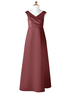 Azazie Sadia Vestido de Rosa Del Desierto de Satin Mate de Acampanado con Plisado image6