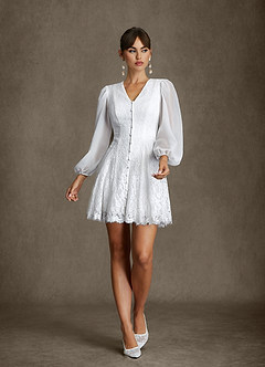 Azazie Dionne Hochzeitskleider A-Linie Spitze Kleid Diamantweiß image8