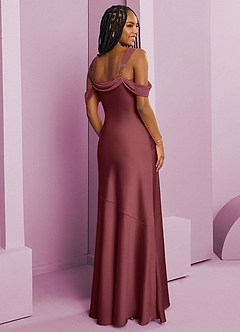 Barbie ♥ Azazie Bridesmaid Dresses Merlot Sheath Pleated Stretch Satin Dress image9