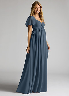 Azazie Madisynn Maternity Bridesmaid Dresses Bow Chiffon Floor-Length Dress image3
