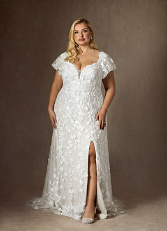 Azazie Vivienne Wedding Dresses Diamond White A-Line Sweetheart Lace Dress image9