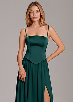 Azazie Cadence Vestidos de damas de honor Vestido de Pino de Satén Elástico de Corte en A Convertible con Corsé image2