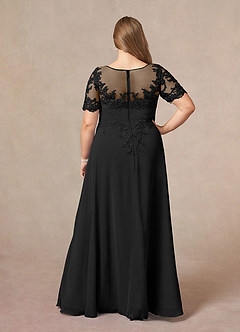 Azazie Raissa Vestidos para mãe da noiva Vestir Preto de Chiffon de Linha A com Renda image10