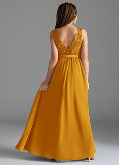 Azazie Elly Junior Butterscotch A-Line Lace Chiffon Dress image2