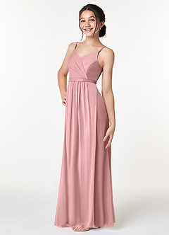 Azazie Luxy Junior Robe en Maille Plissée Rose Poussiéreuse image5