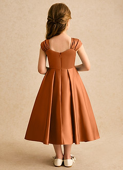 Azazie Yosemite Jurken voor bloemenmeisjes Baljurk Jurk van Mat Satijn Sweetheart Halslijn Koper image2