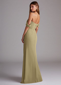 Azazie Saige Jurken voor bruidsmeisjes Converteerbaar Jurk van Chiffon met A-Lijn Off the Shoulder Mosgroen image8