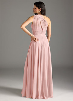 Azazie Charlize Bridesmaid Dresses Powder Pink A-Line One Shoulder Chiffon Dress image2