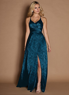 Adelin Navy Black Open Back Maxi Dress | Azazie