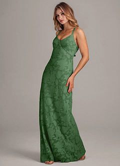 Azazie Aliza Venta Final Vestido de Eucalipto de Devorado Floral de Corte en A image4