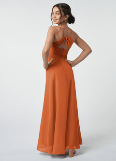Azazie Avelina Junior Cinnamon A-Line Pleated Chiffon Dress image5