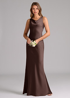 Azazie Allettie At-home Try On Dresses Black Mermaid Stretch Satin Dress image3