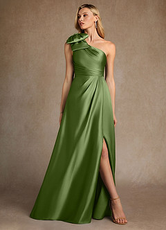 Azazie Easton Kleider für die Brautmutter A-Linie One-Shoulder Stretch-Satin Kleid Wacholder image4