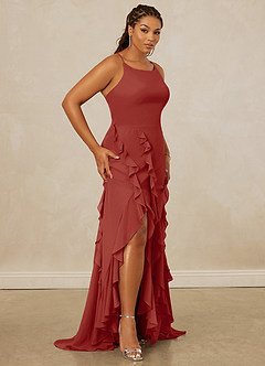 Christian Siriano Bridal for Azazie 1006 Bridesmaid Dresses Terracotta Mermaid Ruched Chiffon Dress image12