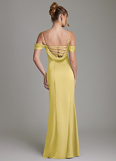 Azazie Nira Bridesmaid Dresses Canary Mermaid Corset Stretch Satin Dress image8