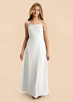 Azazie Lilly Junior White A-Line Pleated Chiffon Dress image4