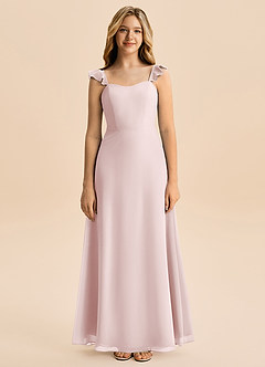 Azazie Mavie Junior Linia A Marszczony Szyfon Długość podłogi Młodsza druhna Sukienka image4