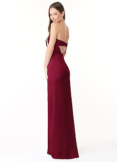 Azazie Leonis Brautjungfernkleider Wandelbar Meerjungfrau-Linie Plissee Stretch-Satin Kleid Burgunderrot image7