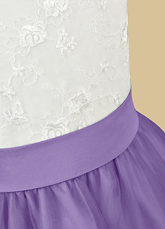 Azazie Vetty Robe Demoiselle D'honneur Fillette Robe Trapèze en Tulle Dentelle Ivoire Tahiti image11