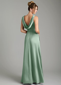 Azazie Karina Robes de demoiselle d'honneur Robe Trapèze en Satin extensible Plissée Agave image5