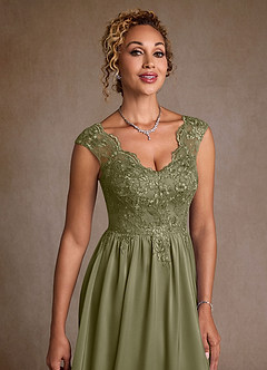 Azazie Amethyst Mother of the Bride Dresses Pistachio A-Line Lace Dress image6